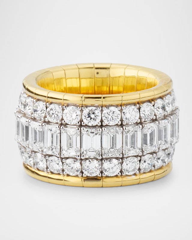 18K Yellow Gold Xpandable Diamond Ring, Size 6.25-10.75